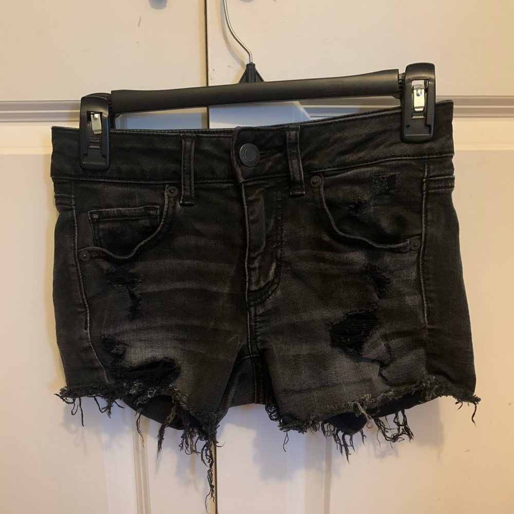 American eagle super stretch black shorts